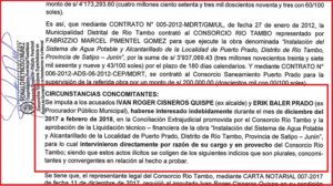Acusación fiscal establece responsabilidades penales en exalcalde de Río Tambo.